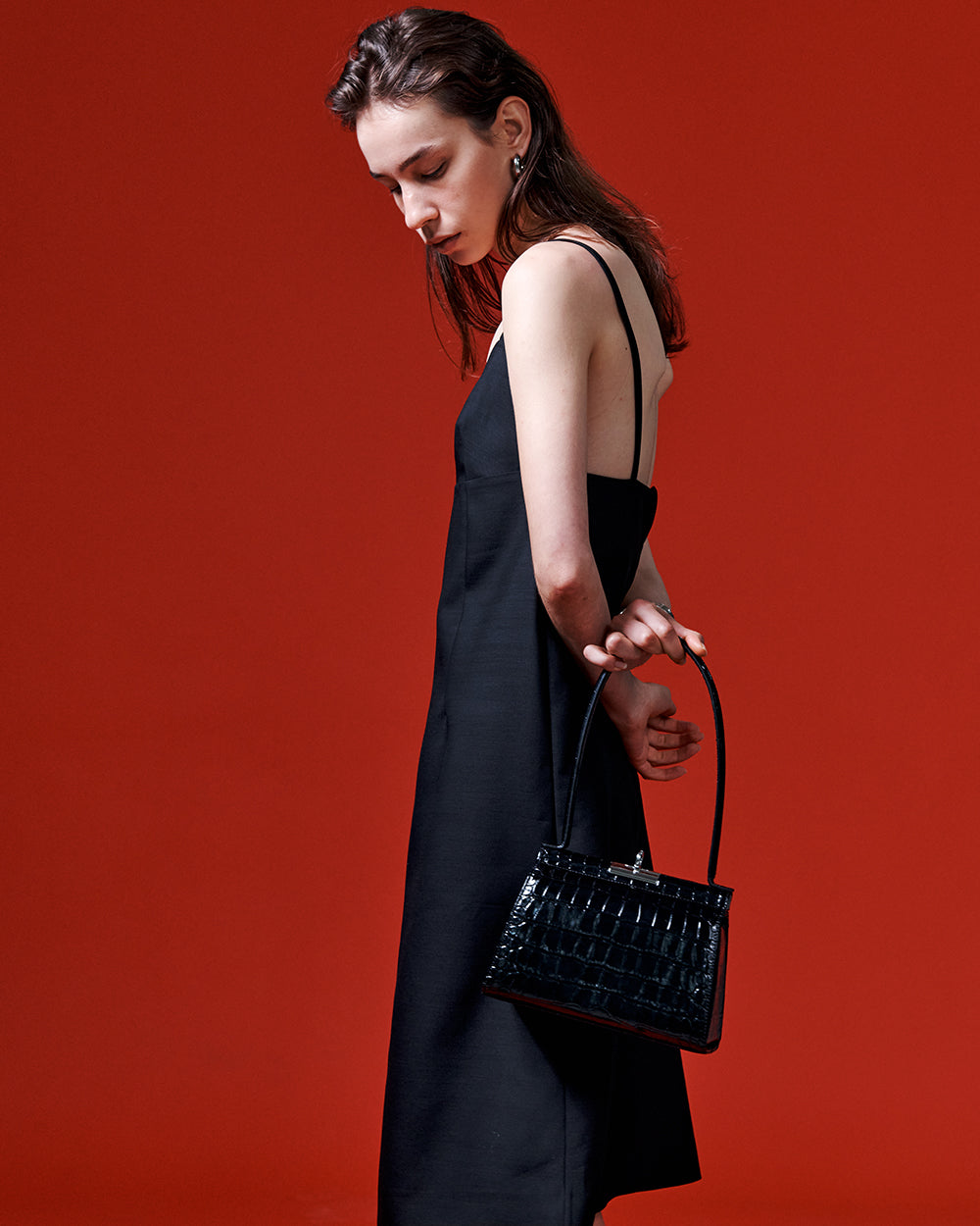 Puglia Bag - Black (Croc Embossed)