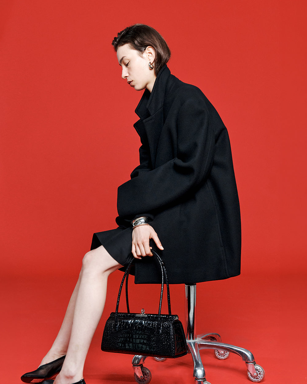 Como Bag - Black (Croc Embossed)