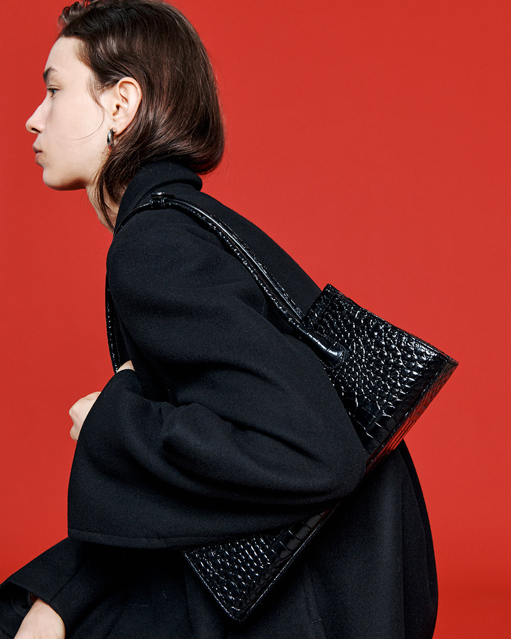 Como Bag - Black (Croc Embossed)