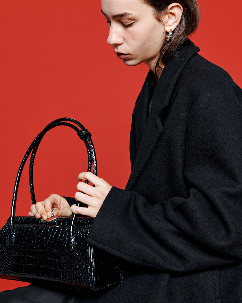 Como Bag - Black (Croc Embossed)