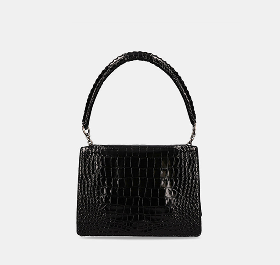 Fame Medium Bag - Black (Croc Embossed)