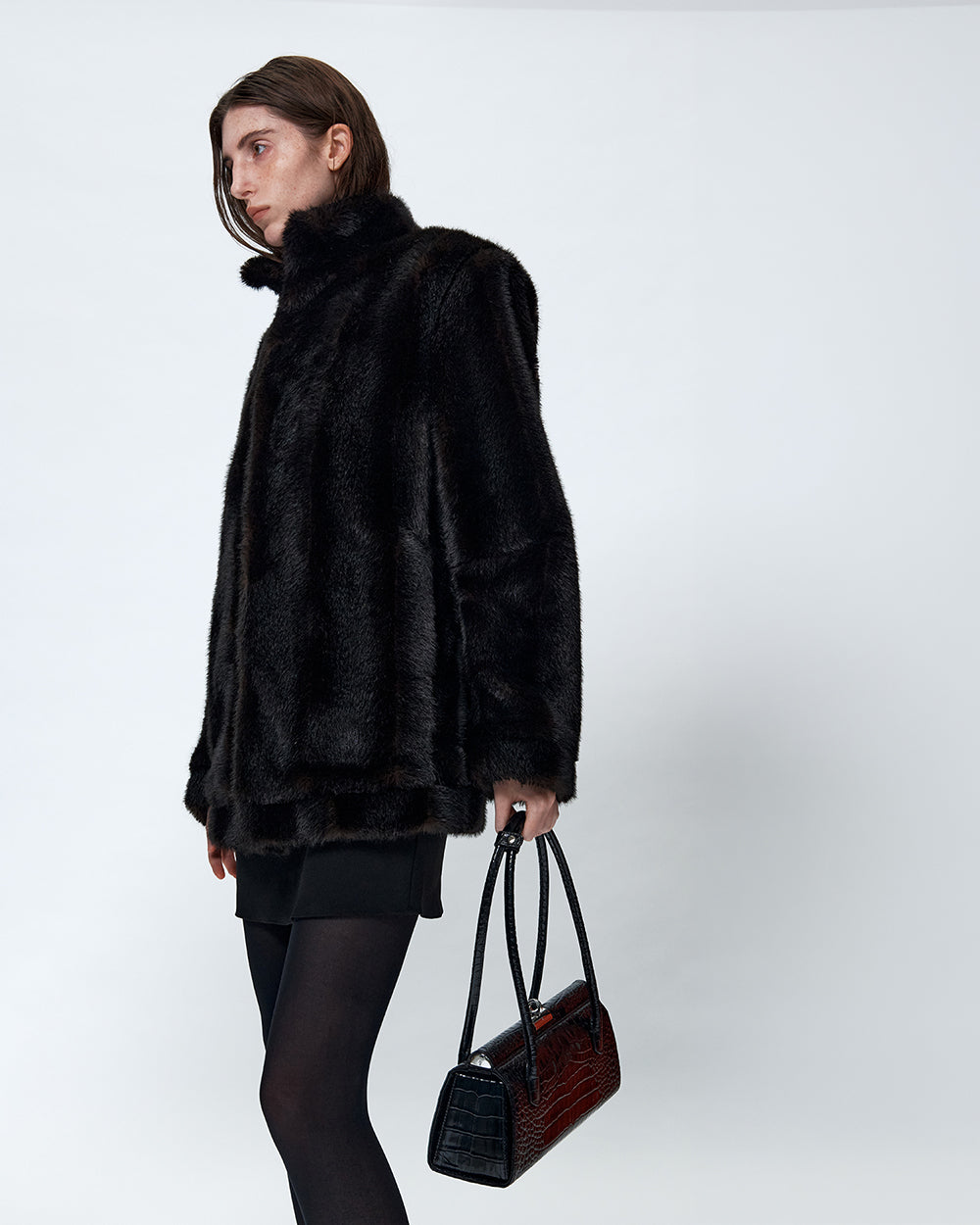 Como Bag - Black (Croc Embossed)