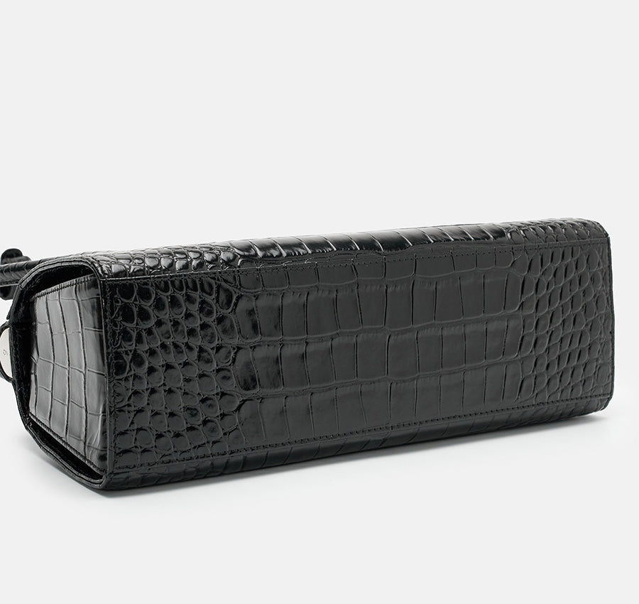 Como Bag - Black (Croc Embossed)