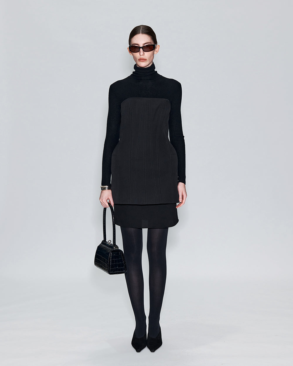 Puglia Bag - Black (Croc Embossed)