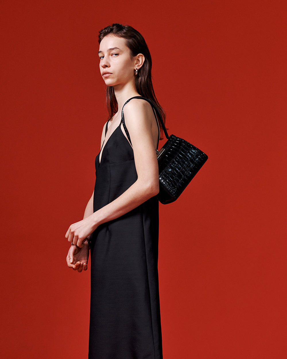 Puglia Bag - Black (Croc Embossed)