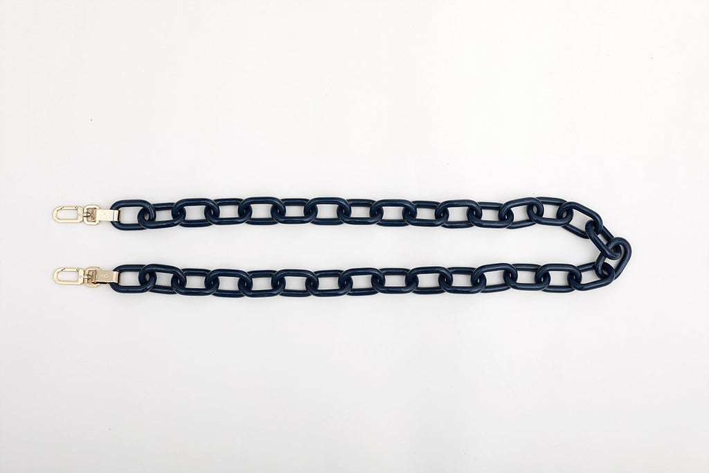 Navy Candy Chain Strap with 14K Gold Tone Metal - gu_de