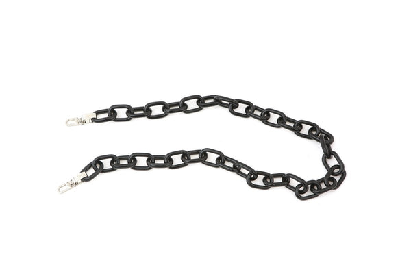 Black Candy Chain Strap with Silver Tone Metal - gu_de