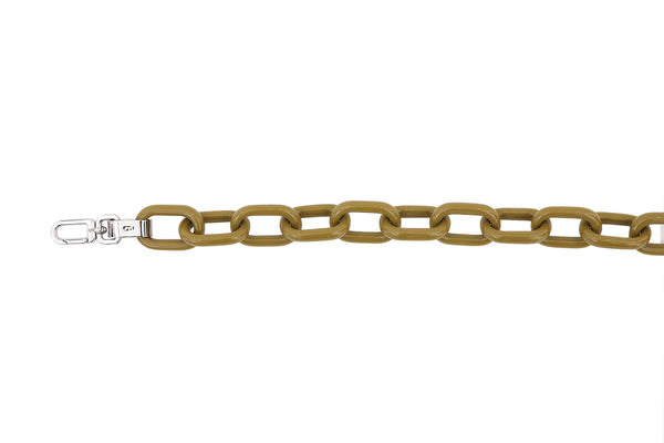 Olive Oil Candy Chain Strap with Silver Tone Metal