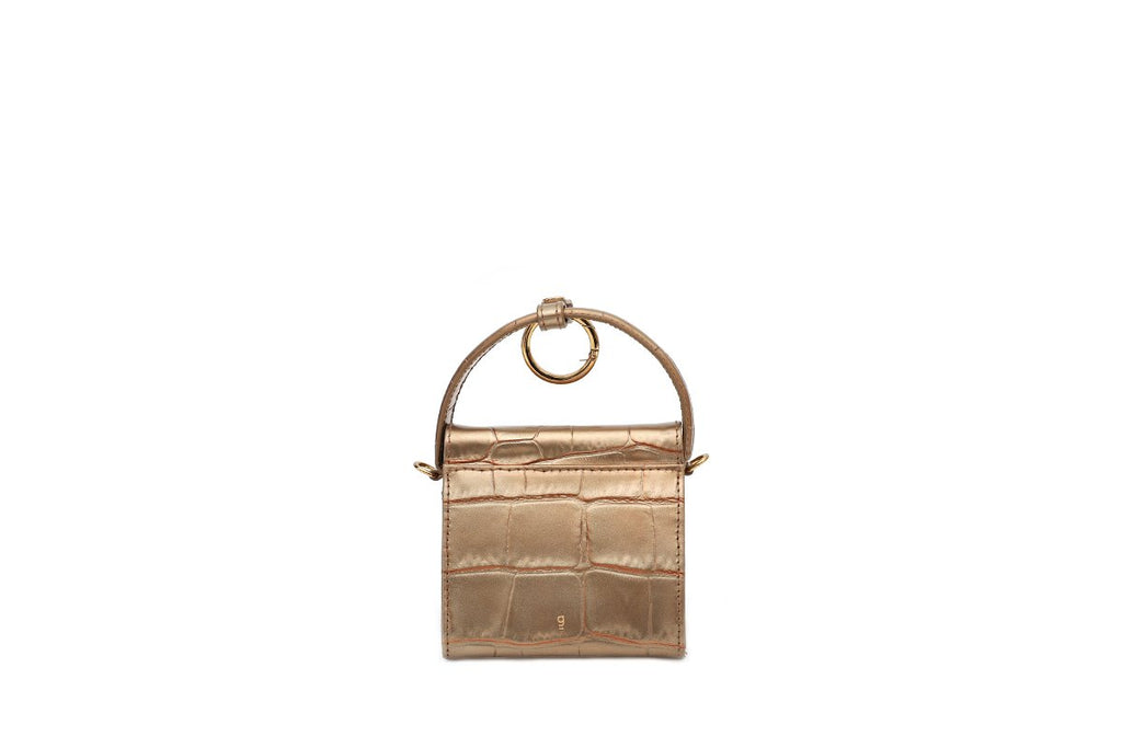 Mini Play Gold Croc-Embossed Leather Bag - gu_de