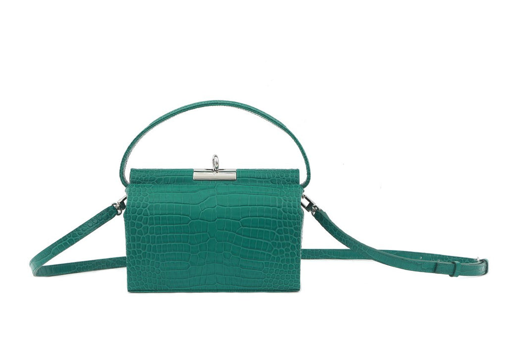 Milky Green Croc-Embossed Leather Bag– Official International