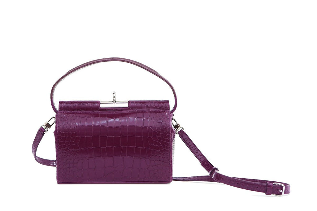 Milky Violet Croc-Embossed Leather Bag - gu_de